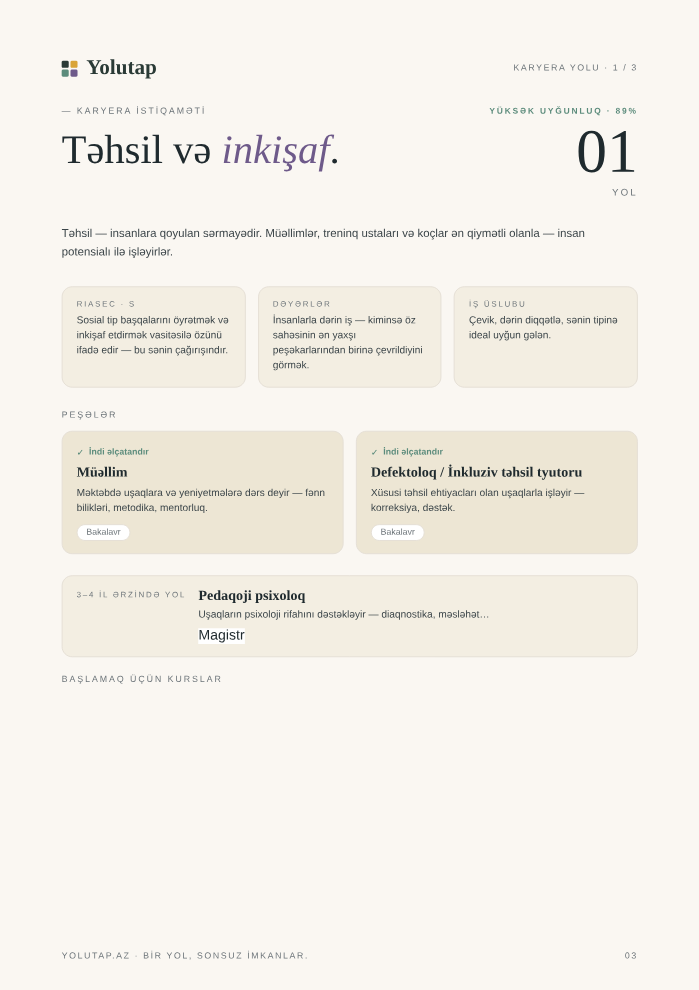 Karyera yolları — Hesabat önizləməsi