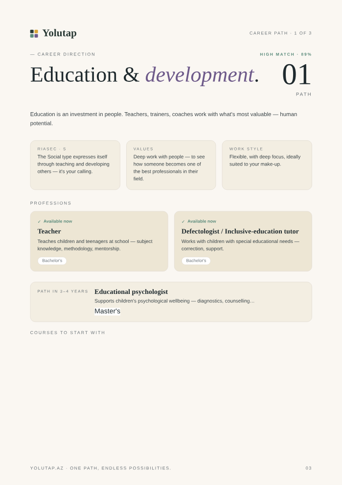 Career paths — Report preview