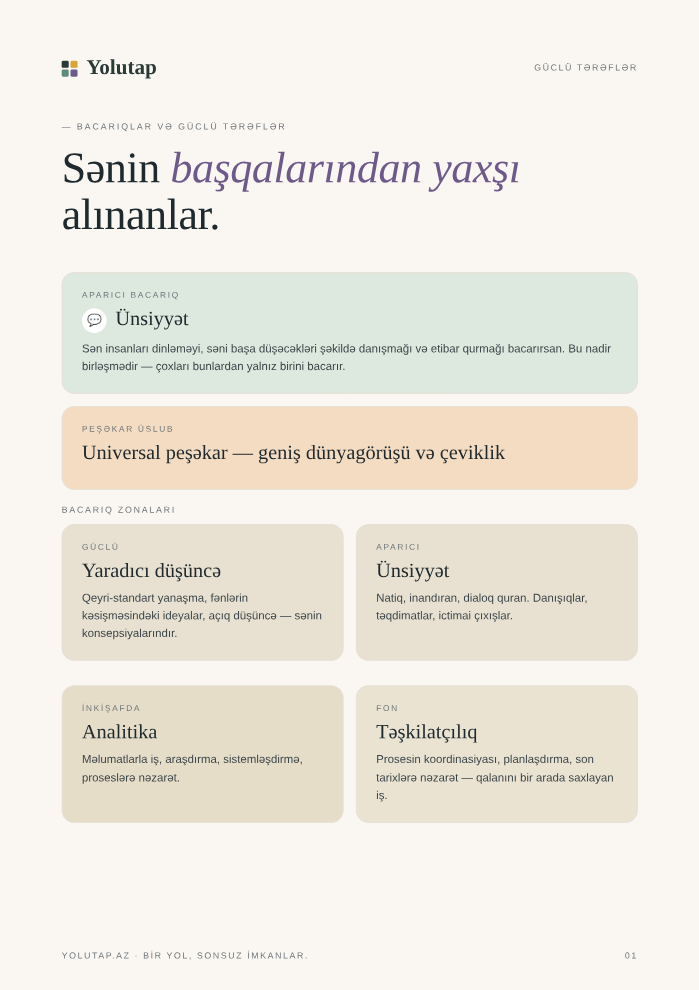Güclü tərəflər — Hesabat önizləməsi